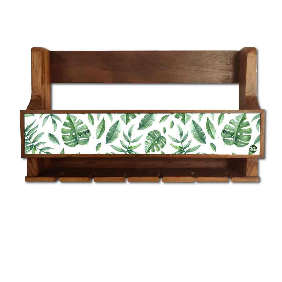 Designer Wine Rack and Glass Holder for Living Room 5 Bottles 6 Glasses - Leaf - Image 2