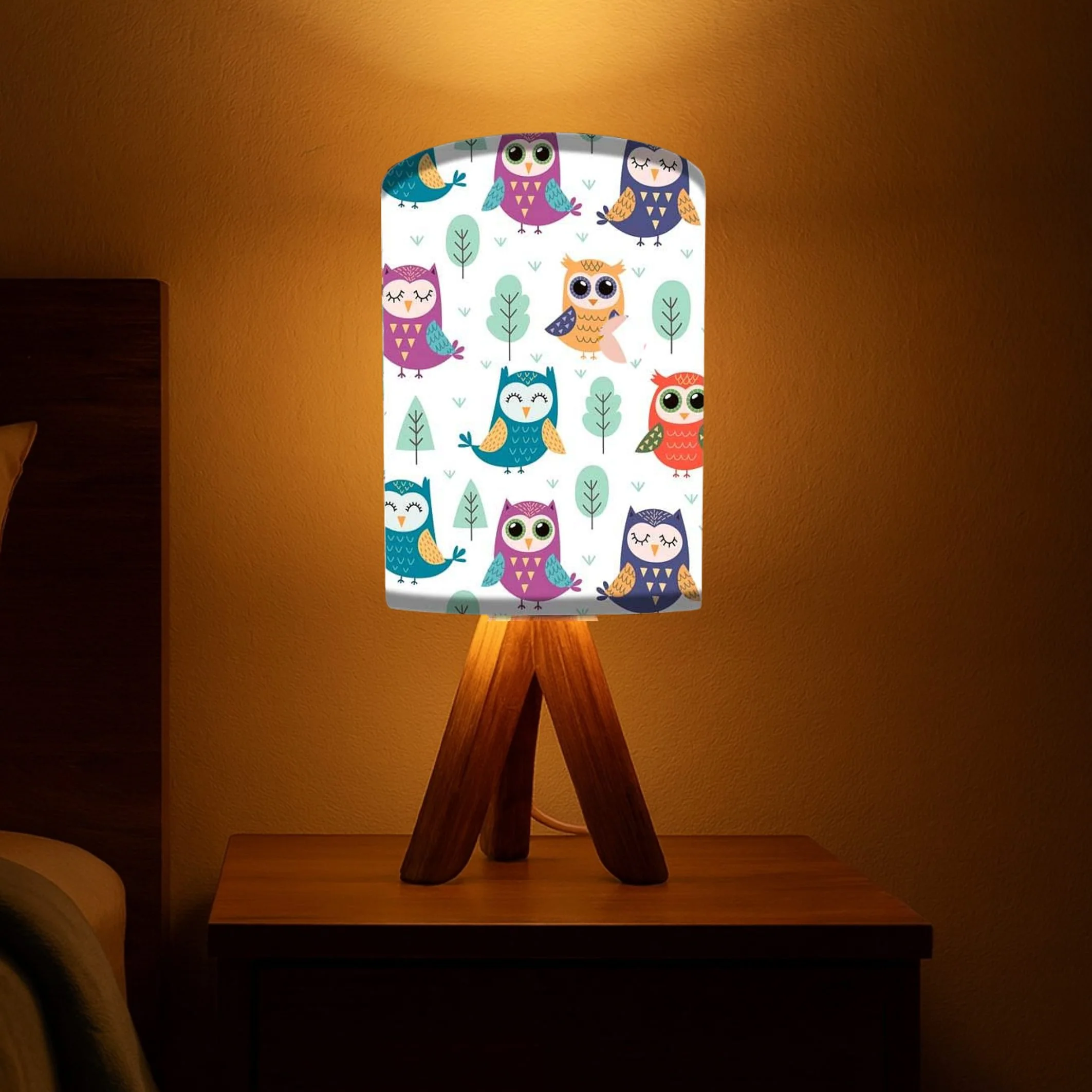 Mini Tripod Lamp Wooden Base with 3w LED Bulb included