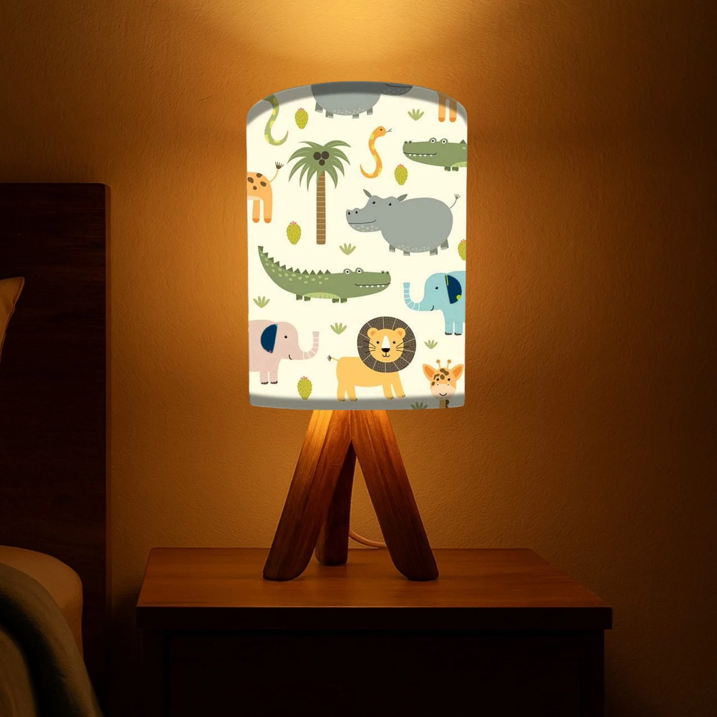 Mini Wooden Led Lamp-Wild Animals (3W LED Bulb Included)