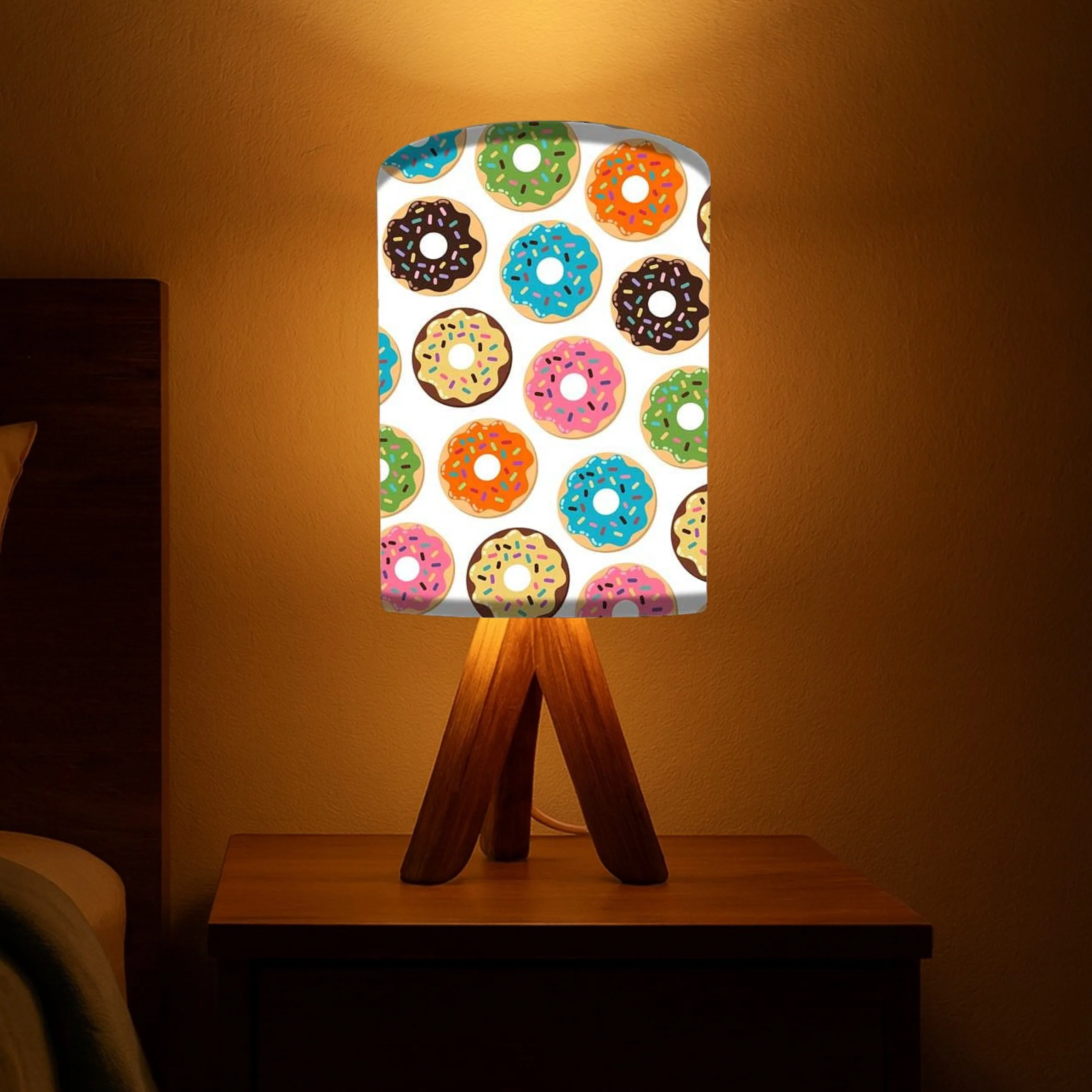 Wooden Base Lamp For Kids-Doughnut (3W LED Bulb Included)