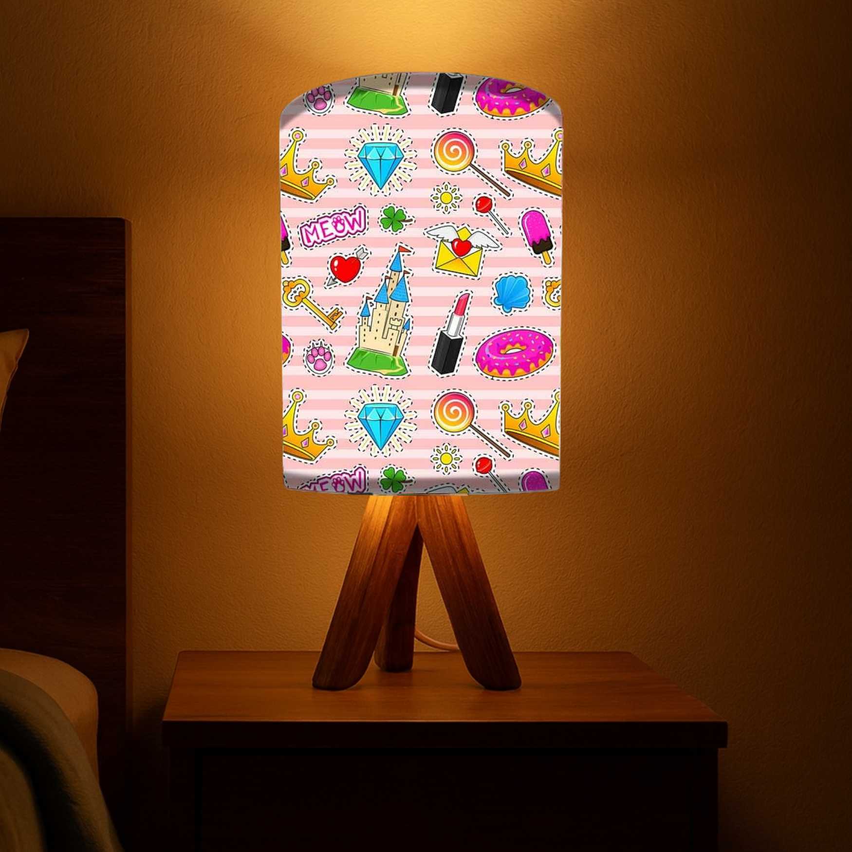 Wooden Lantern Table Lamp For Bedroom-Meow (3W LED Bulb Included)