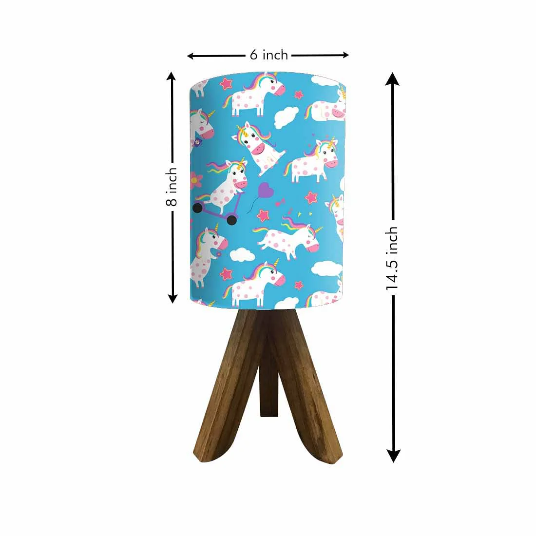 Unicorn Small Wooden Tripod Table Lamp-Kids Lamps (3W LED Bulb Included) - Image 5