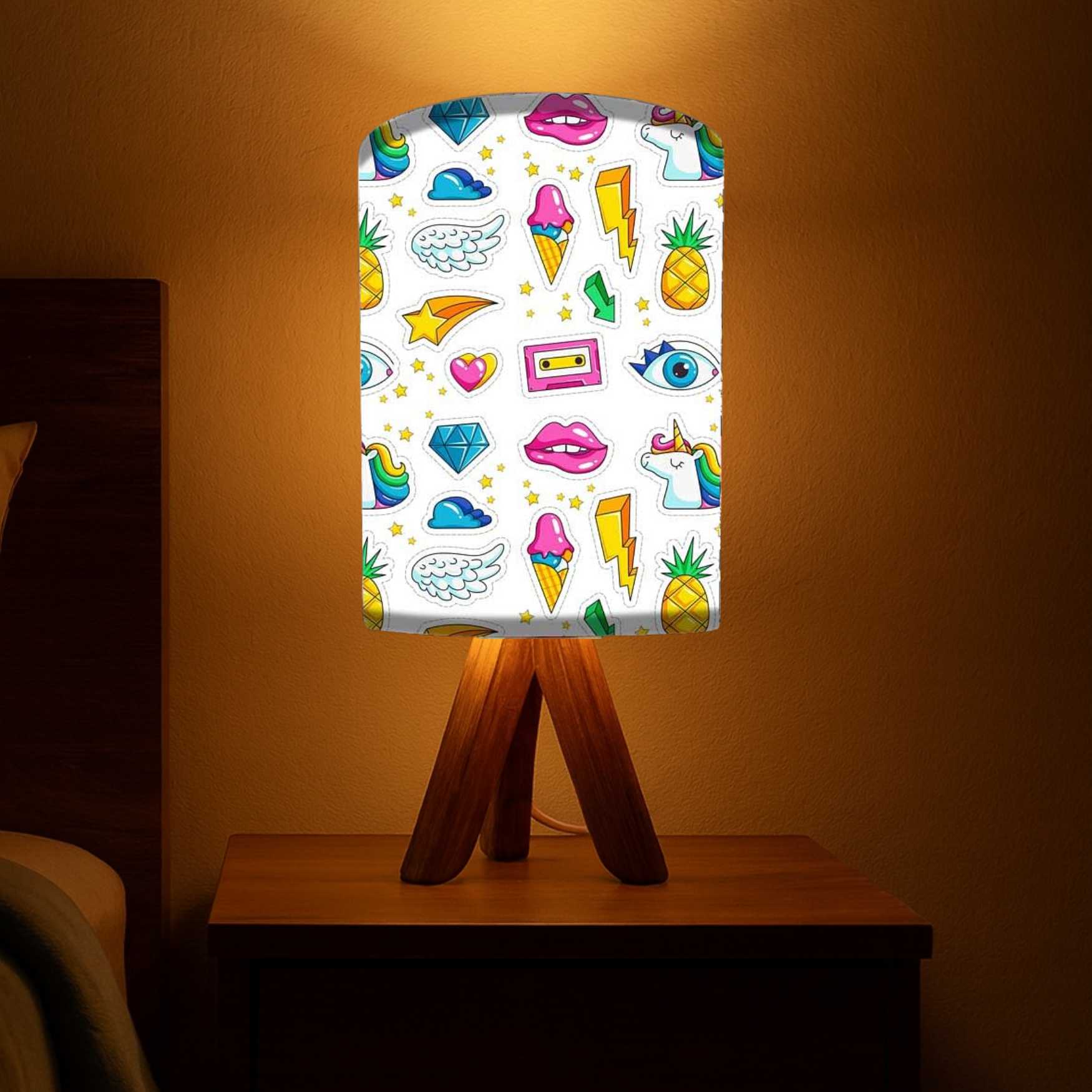 Wooden Stick Lamp base For Bedroom (3W LED Bulb Included)