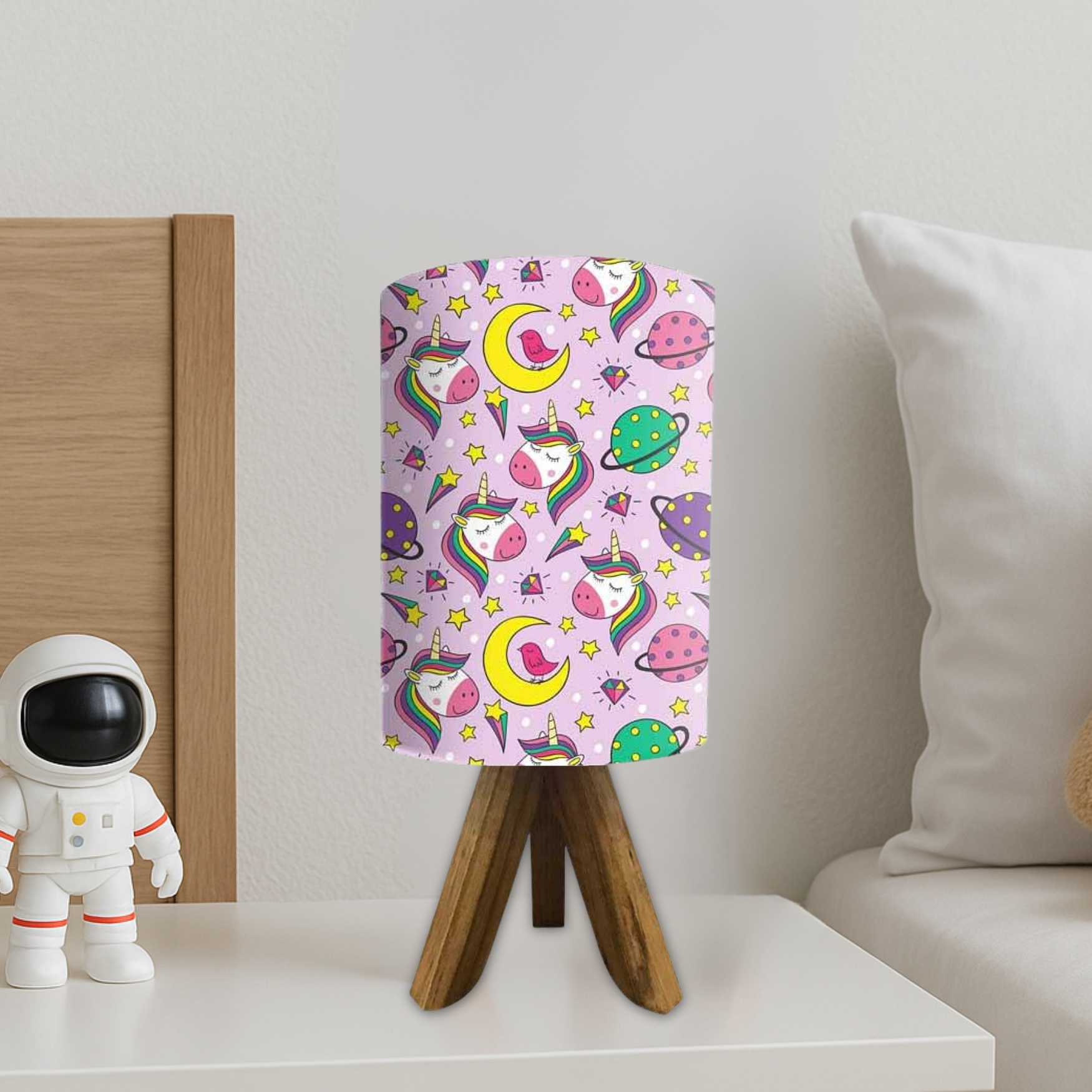Wooden Table Lamp For Bedroom-Pink Unicorn (3W LED Bulb Included) - Image 2