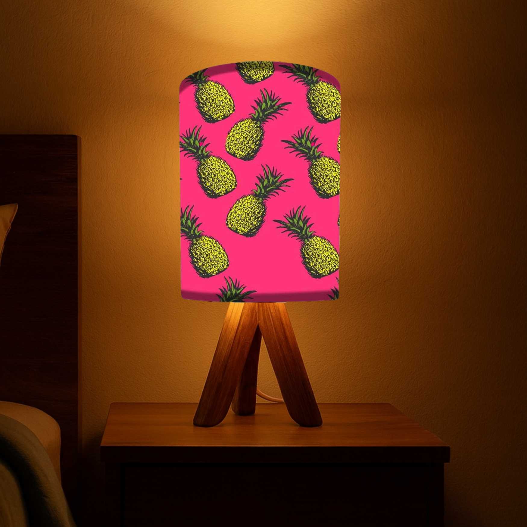 Wooden Table Lights For Bedroom-Yellow Pineapples (3W LED Bulb Included)