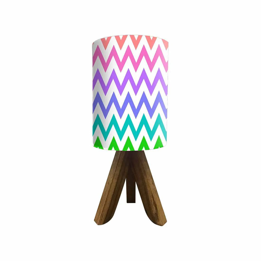 Light Wood Table Lamp For Bedroom-Multicolor Lines (3W LED Bulb Included) - Image 4