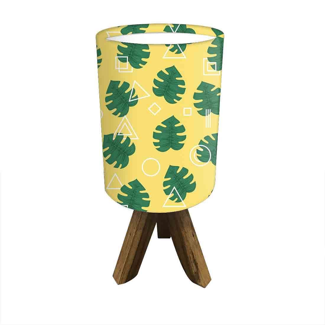 Wooden Tripod Table Lamp For Bedroom-Monstera Designs Yellow (3W LED Bulb Included) - Image 4