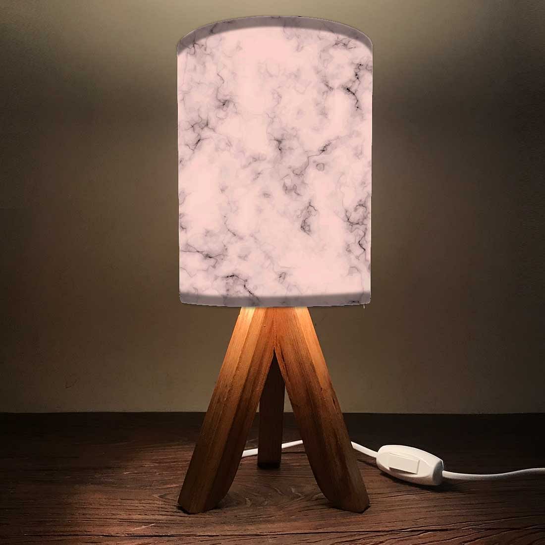 Modern Wood Table Lamp For Bedroom-Smoky Pink (3W LED Bulb Included)