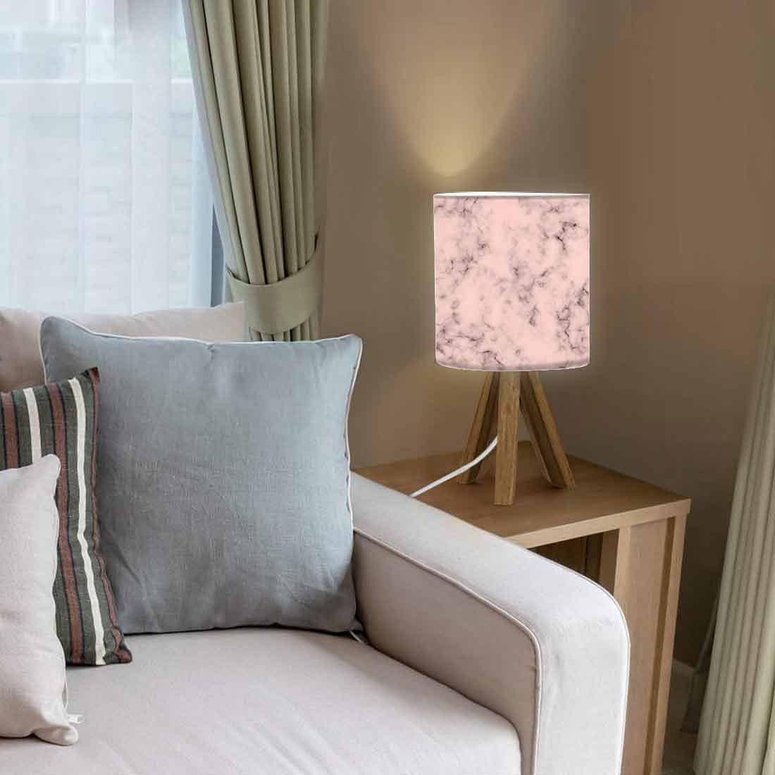 Modern Wood Table Lamp For Bedroom-Smoky Pink (3W LED Bulb Included) - Image 3