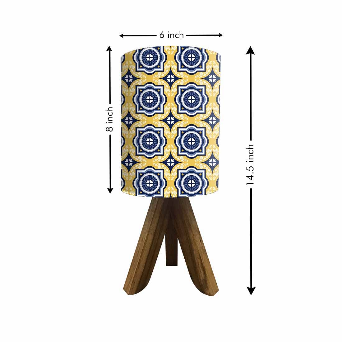 Wooden Table Lamp For Bedroom-Yellow Tiles Design (3W LED Bulb Included) - Image 5