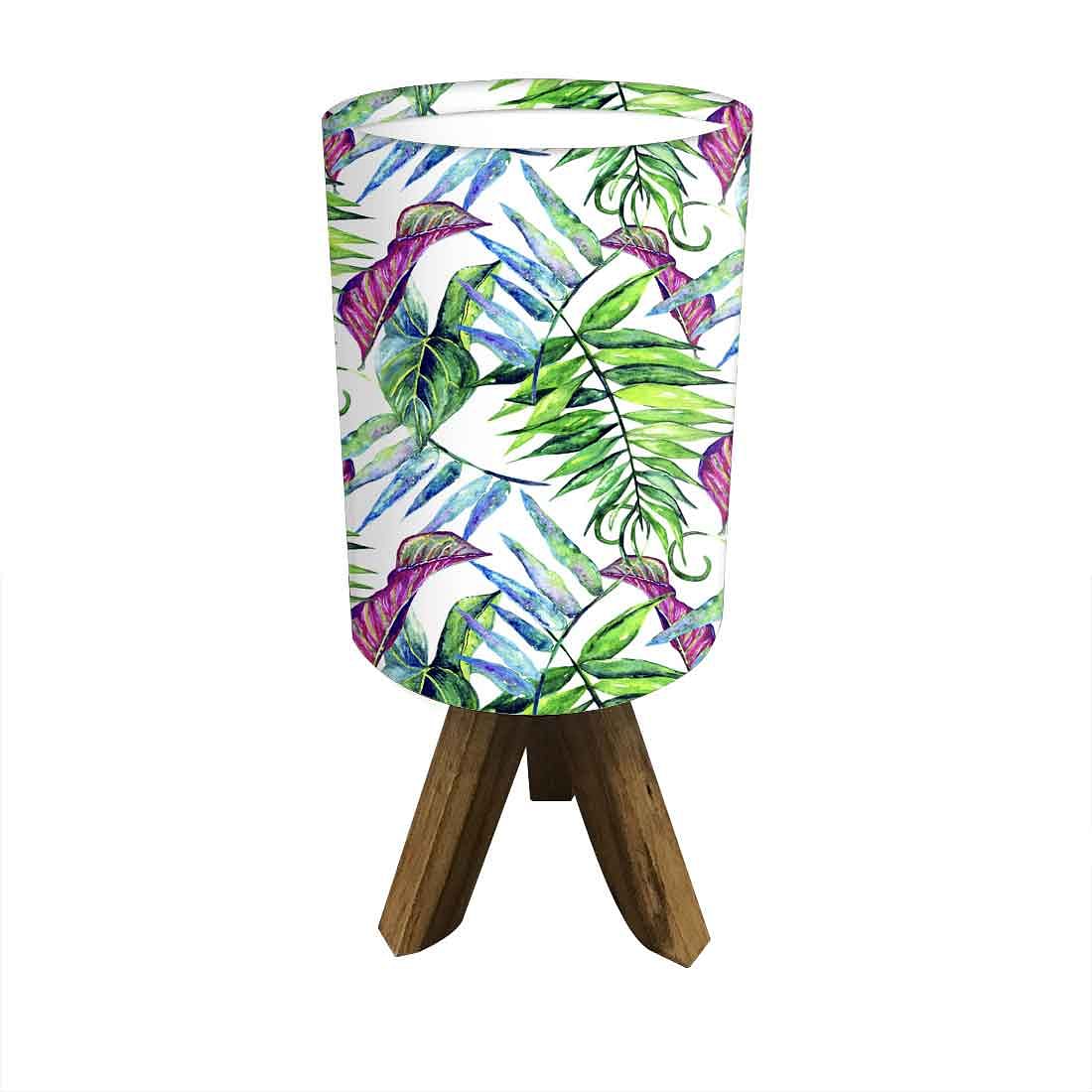 Wooden Base Lamp For Bedroom-Green Pink Leaves (3W LED Bulb Included) - Image 6