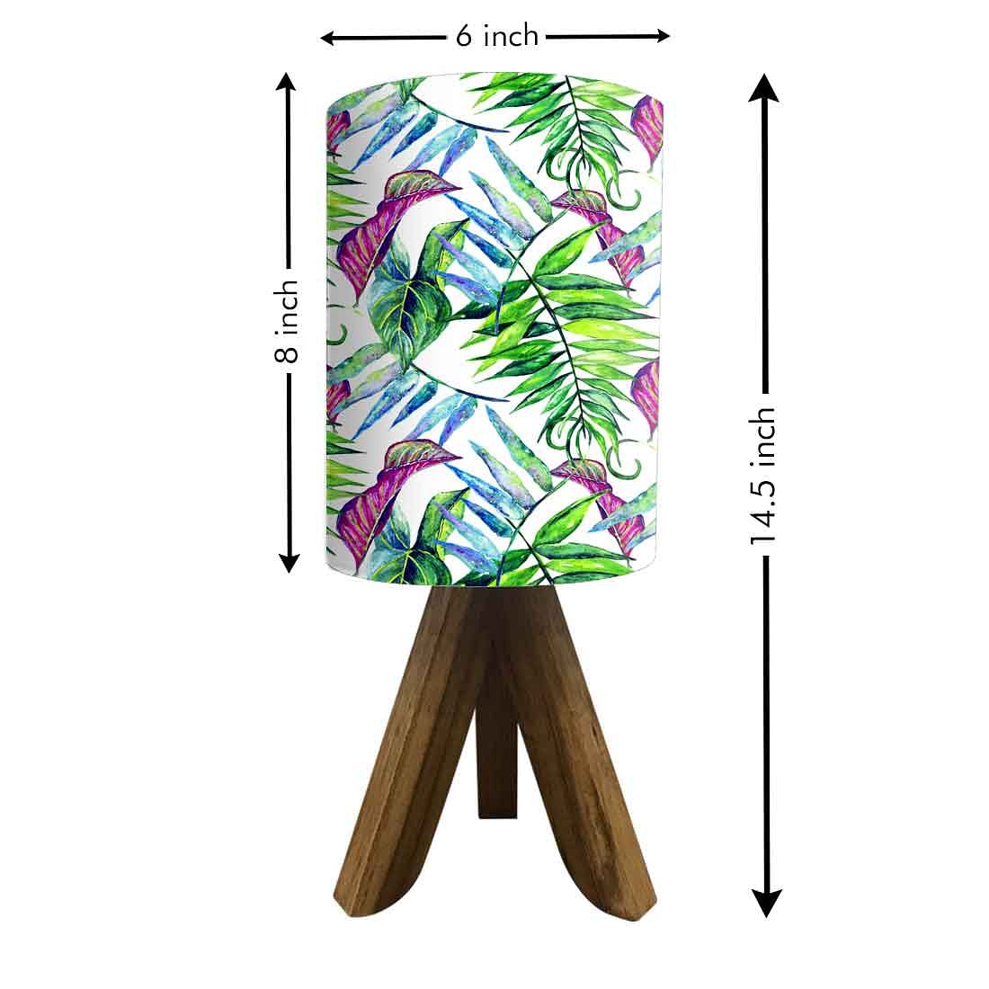 Wooden Base Lamp For Bedroom-Green Pink Leaves (3W LED Bulb Included) - Image 7