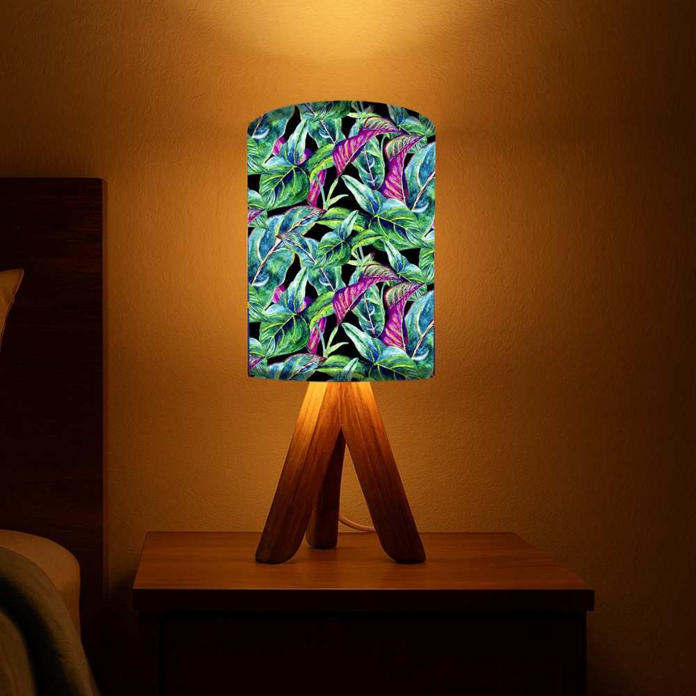 Wooden Lamp For Bedroom-Pinkish Leaves (3W LED Bulb Included)