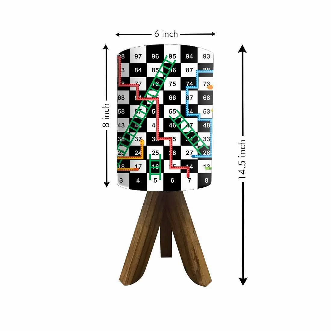 Natural Wood Table Lamp For Bedroom - Snake & Ladder (3W LED Bulb Included) - Image 5