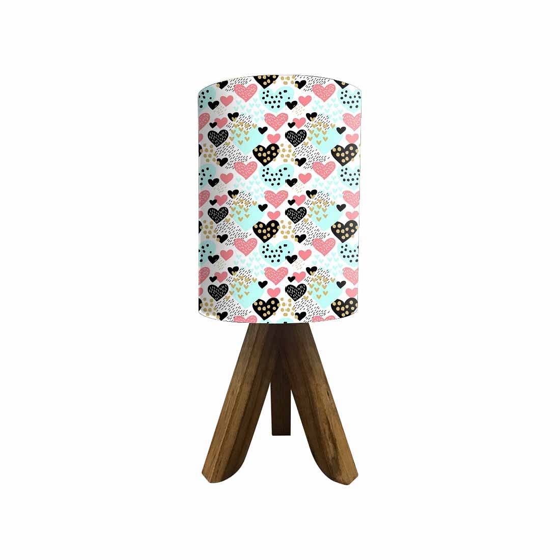 Small Wooden Lamp Table For Bedroom-Dotted Hearts (3W LED Bulb Included) - Image 4