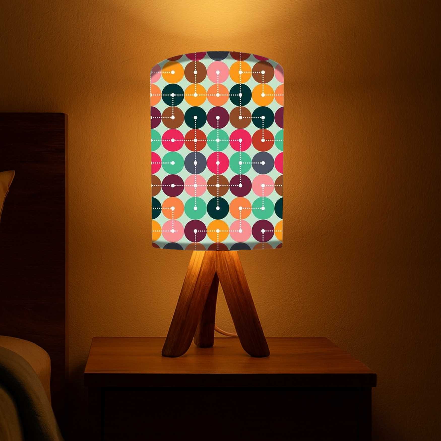 Wood Dining Room Light For Bedroom - Multicolor Circle (3W LED Bulb Included)