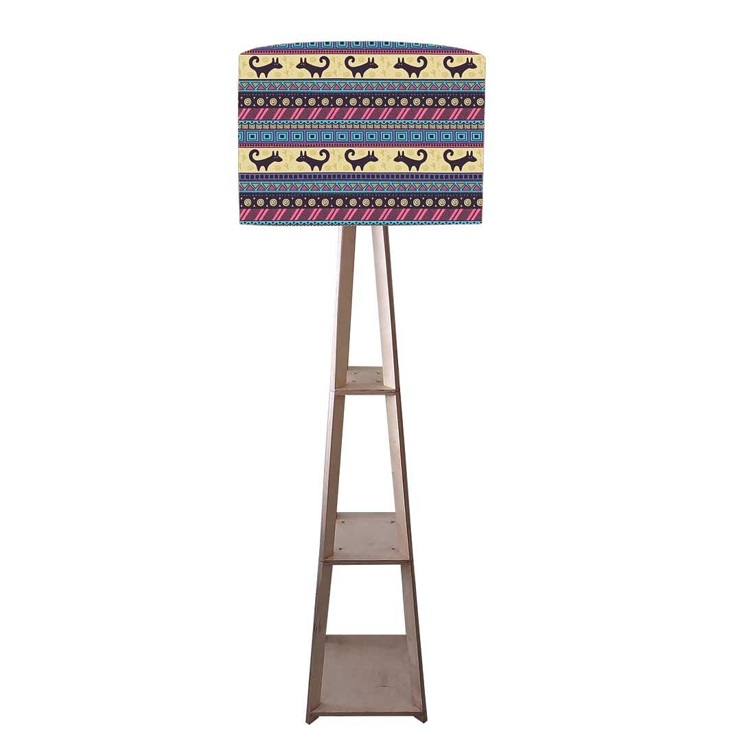 Floor Wooden Shelf Lamp for Bedroom - Aztec