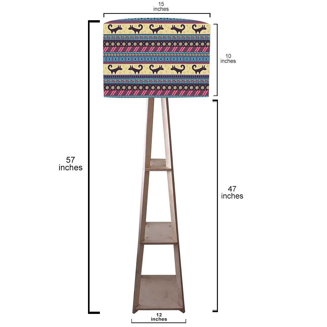 Floor Wooden Shelf Lamp for Bedroom - Aztec - Image 3