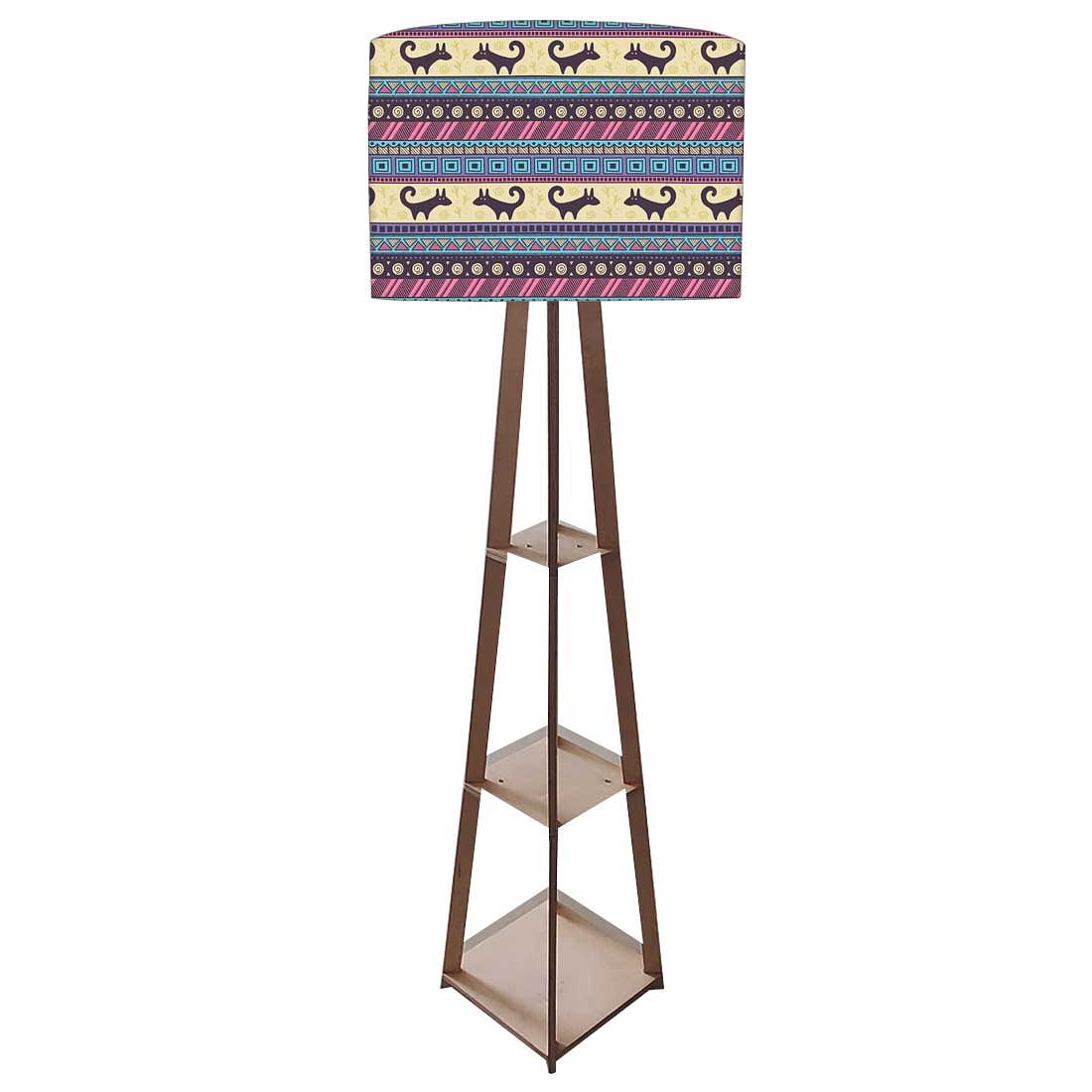Floor Wooden Shelf Lamp for Bedroom - Aztec - Image 4