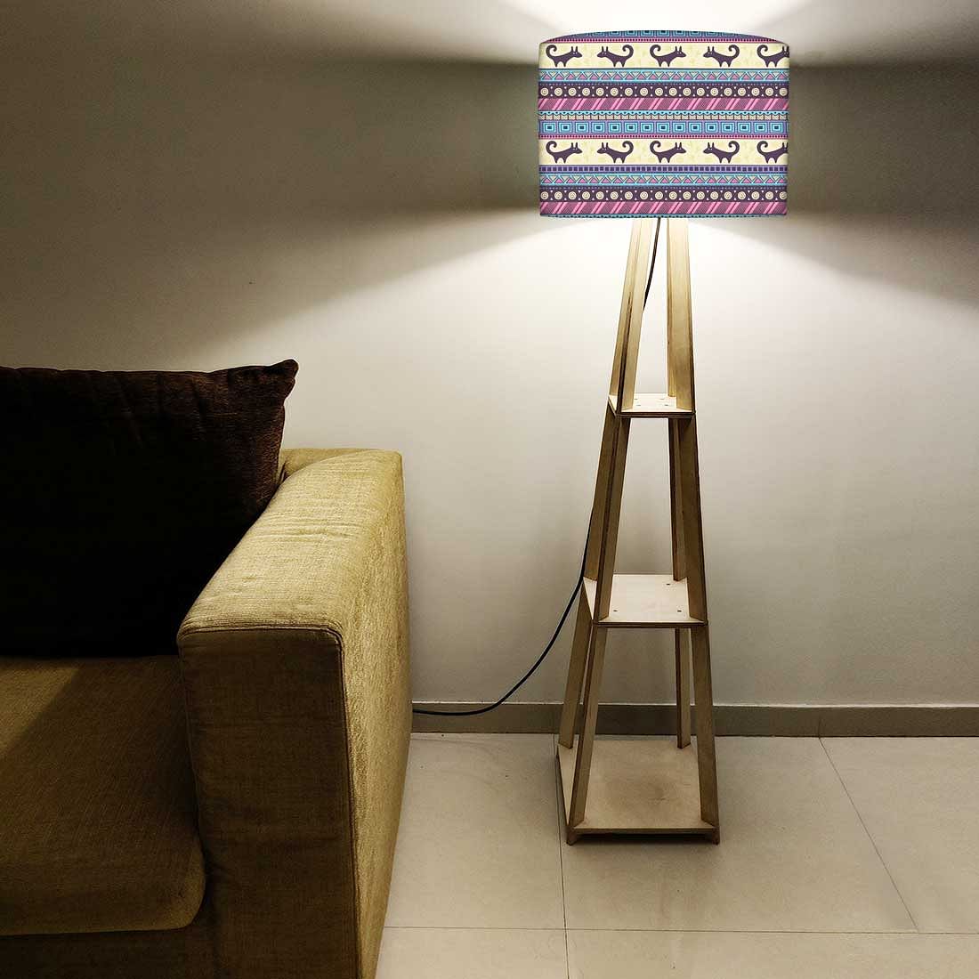 Floor Wooden Shelf Lamp for Bedroom - Aztec - Image 5
