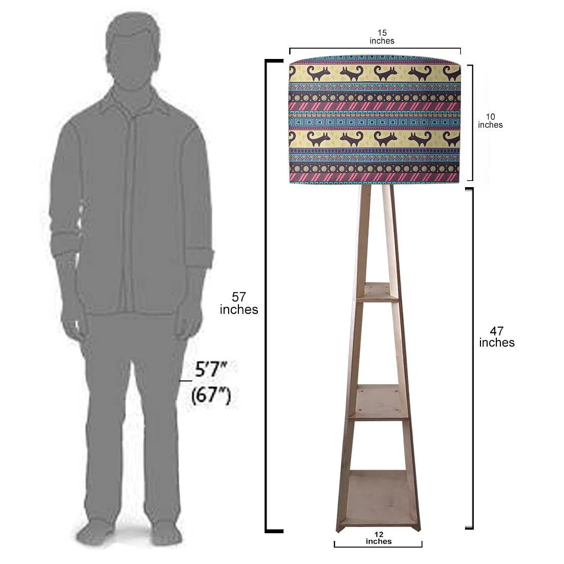 Floor Wooden Shelf Lamp for Bedroom - Aztec - Image 7