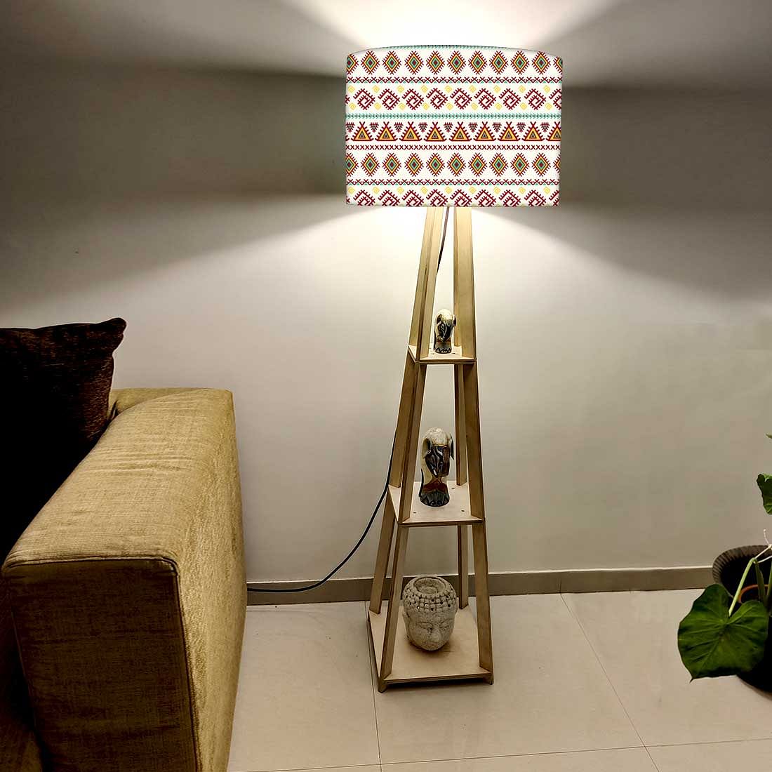 Floor Lamps For Living Room with Shelf - Aztec Pink - Image 2