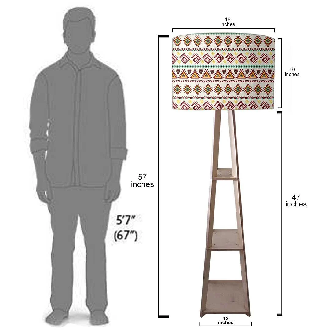 Floor Lamps For Living Room with Shelf - Aztec Pink - Image 7