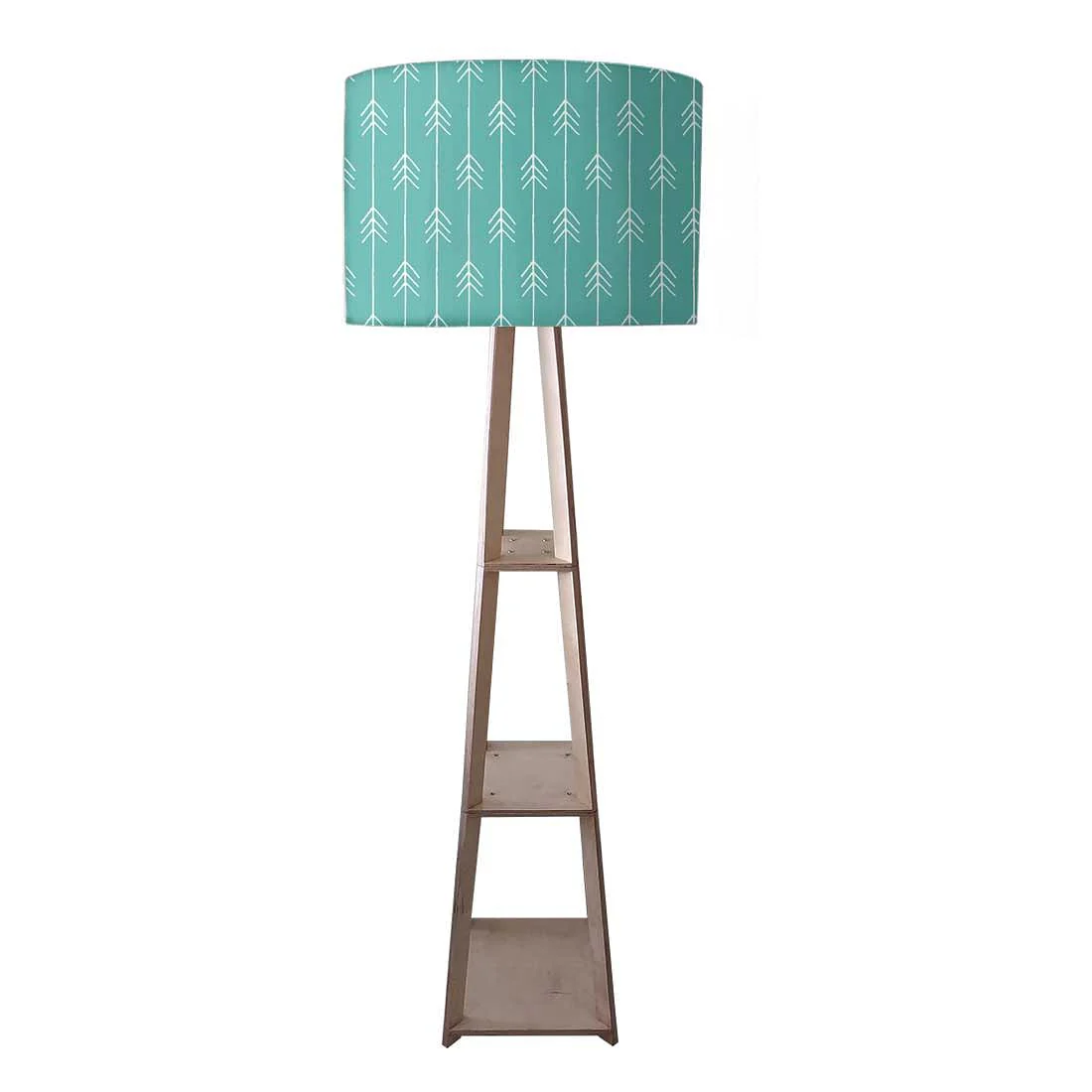 Tall Wooden Standing Lamps - Teal Blue Arrows