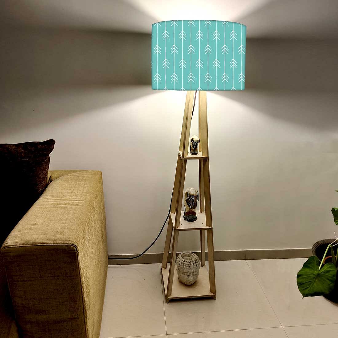 Tall Wooden Standing Lamps - Teal Blue Arrows - Image 2
