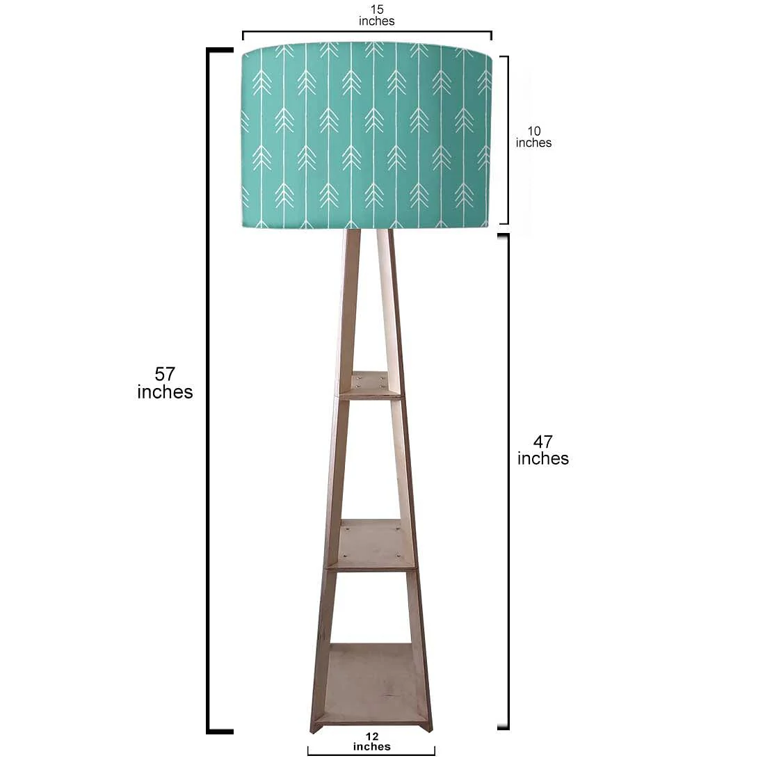 Tall Wooden Standing Lamps - Teal Blue Arrows - Image 3