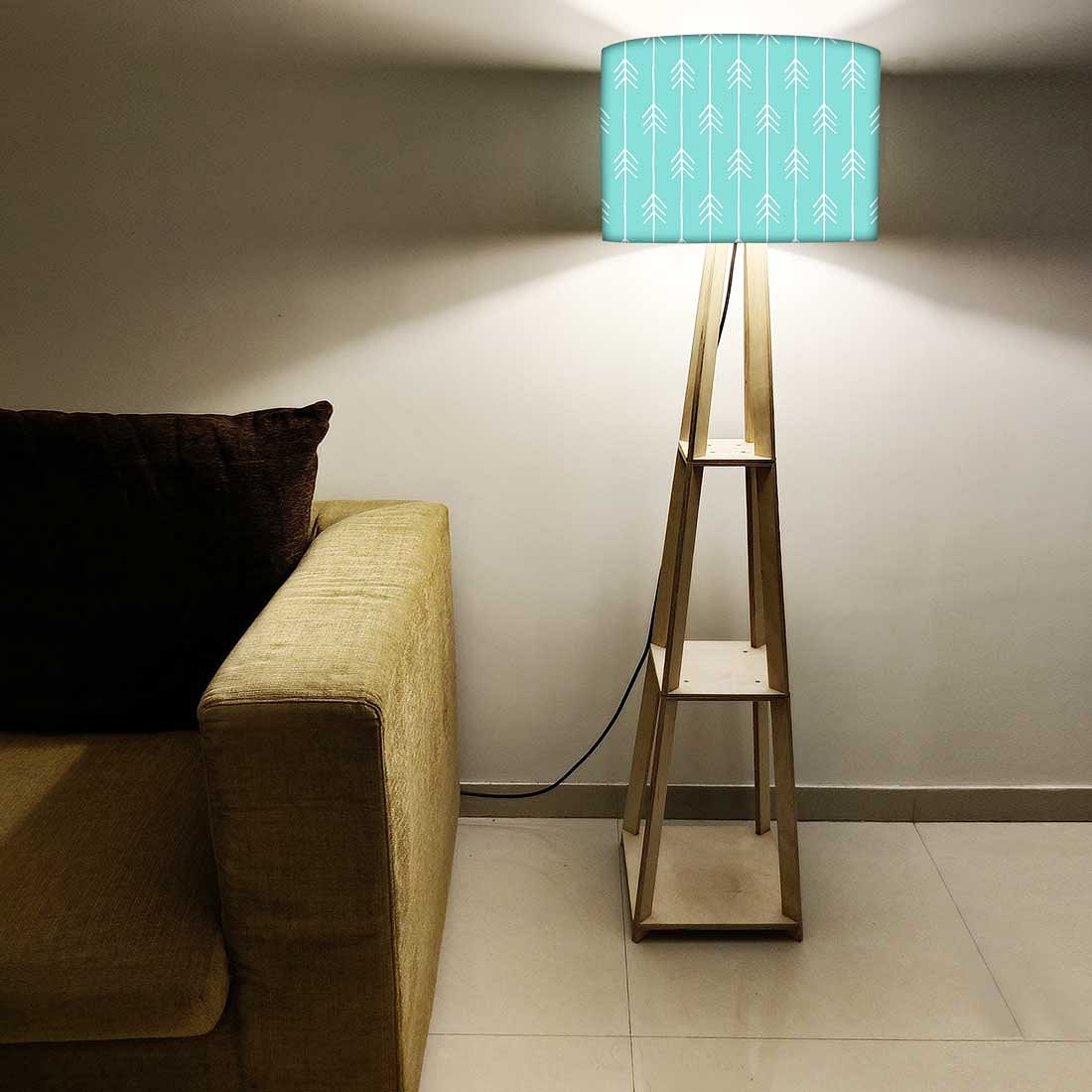 Tall Wooden Standing Lamps - Teal Blue Arrows - Image 5