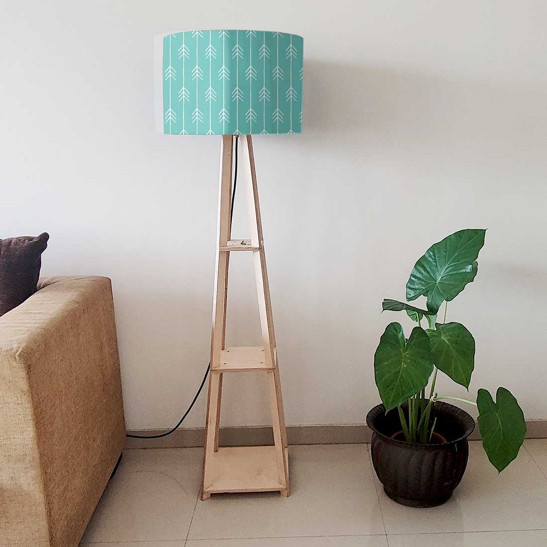 Tall Wooden Standing Lamps - Teal Blue Arrows - Image 6