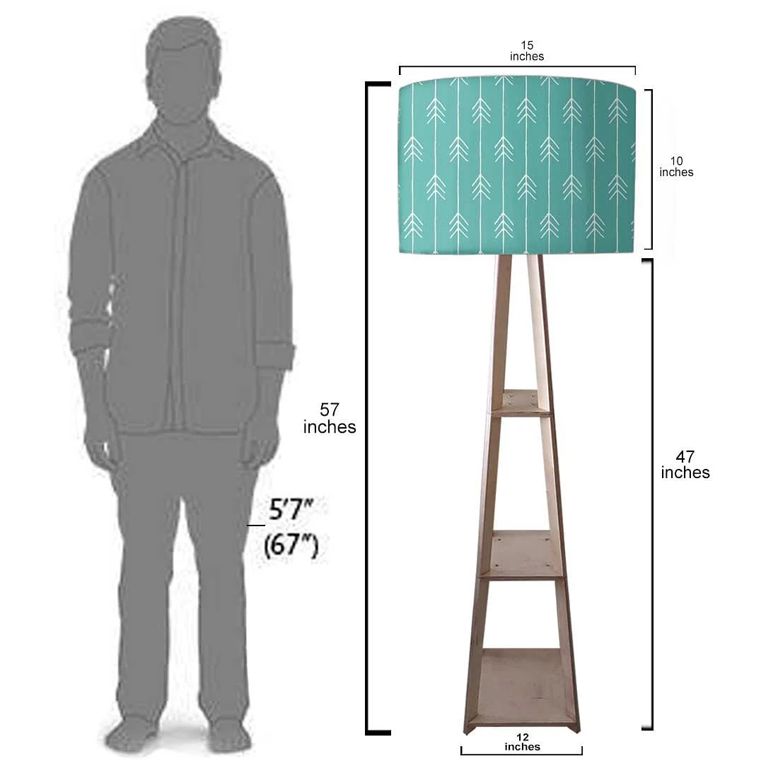 Tall Wooden Standing Lamps - Teal Blue Arrows - Image 7