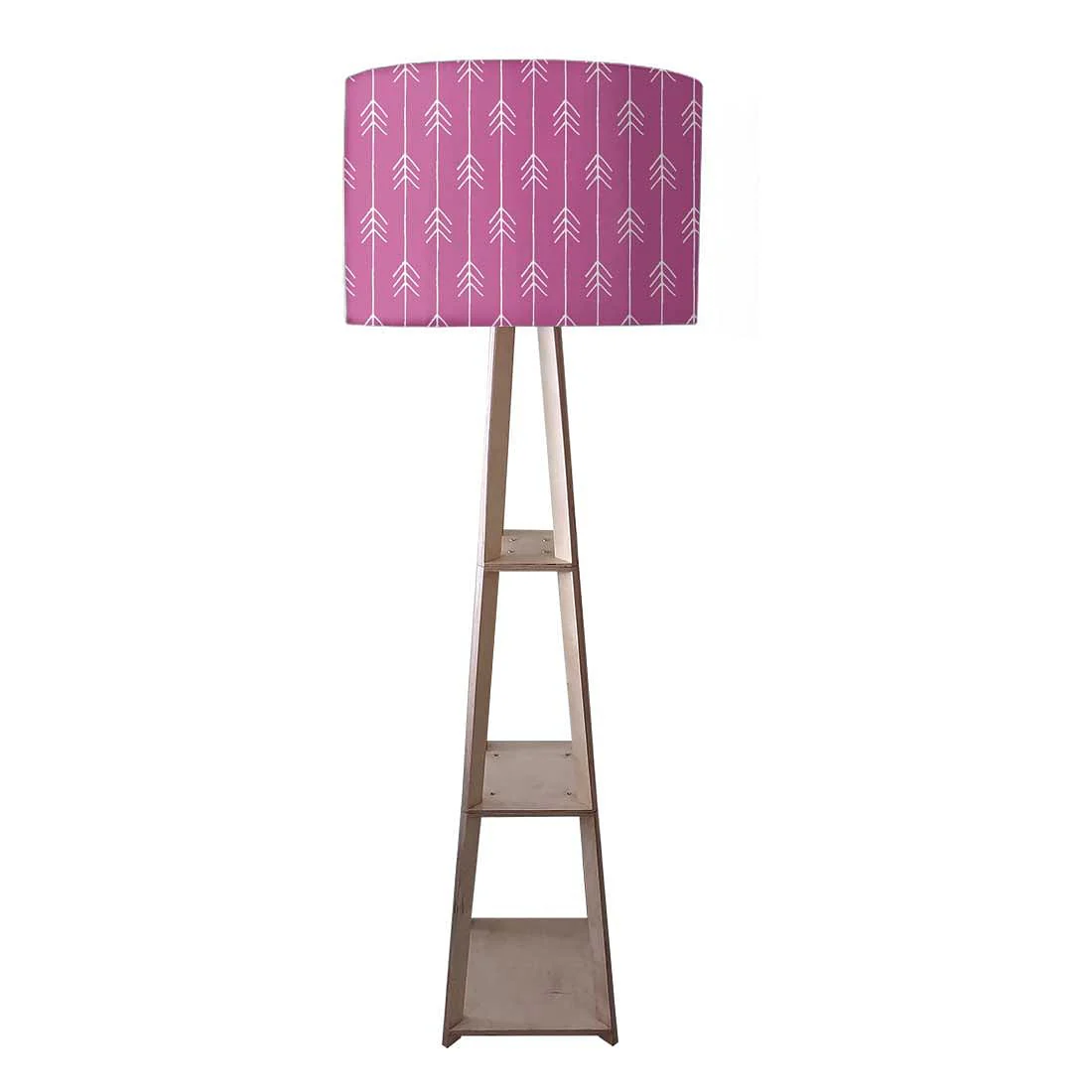 Wooden Corner Lamps with Shelves - Purple Pink Arrows