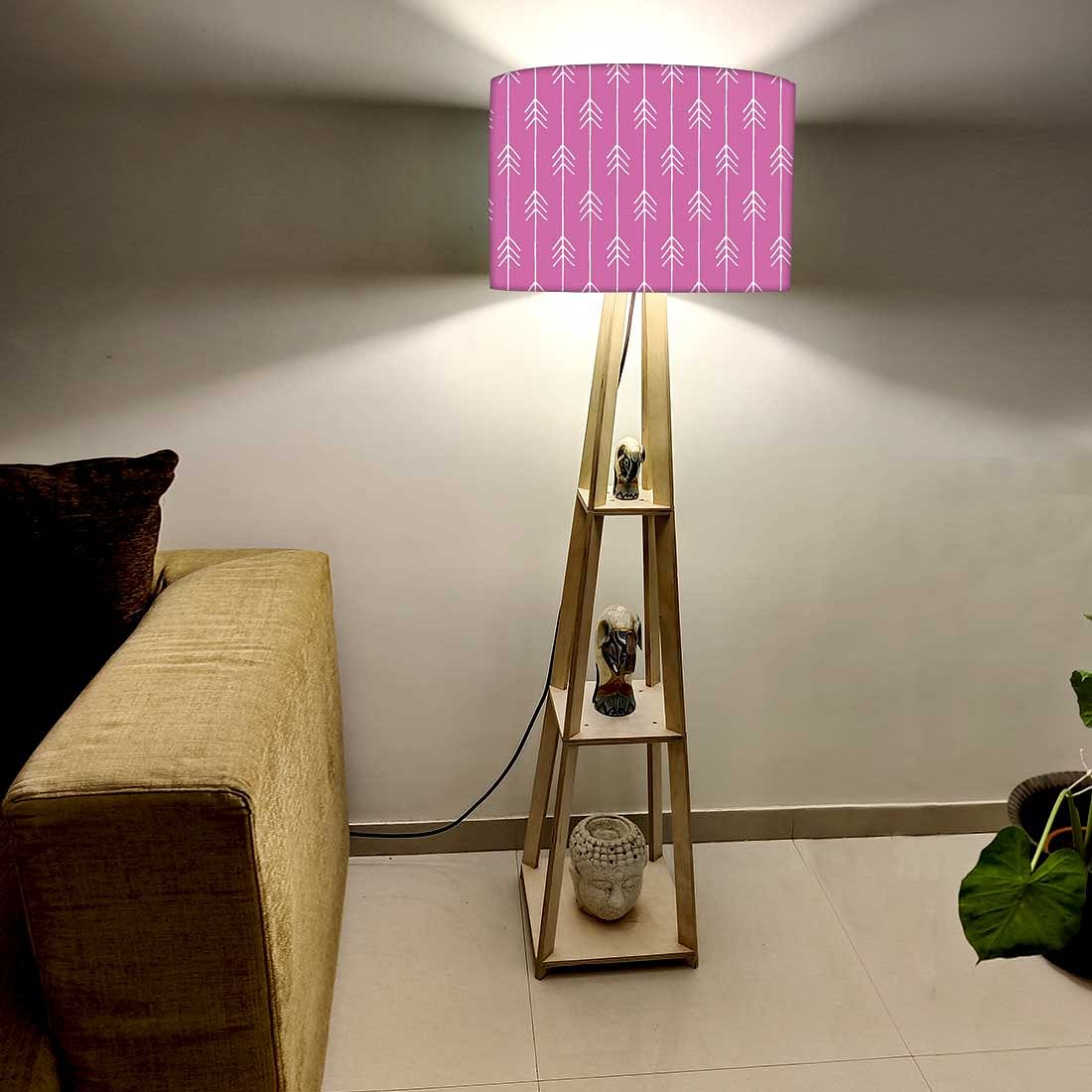 Wooden Corner Lamps with Shelves - Purple Pink Arrows - Image 2