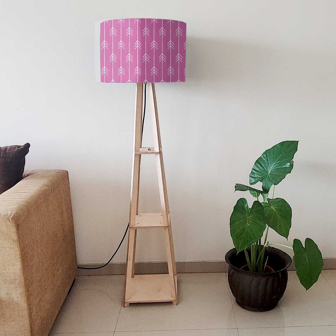 Wooden Corner Lamps with Shelves - Purple Pink Arrows - Image 6