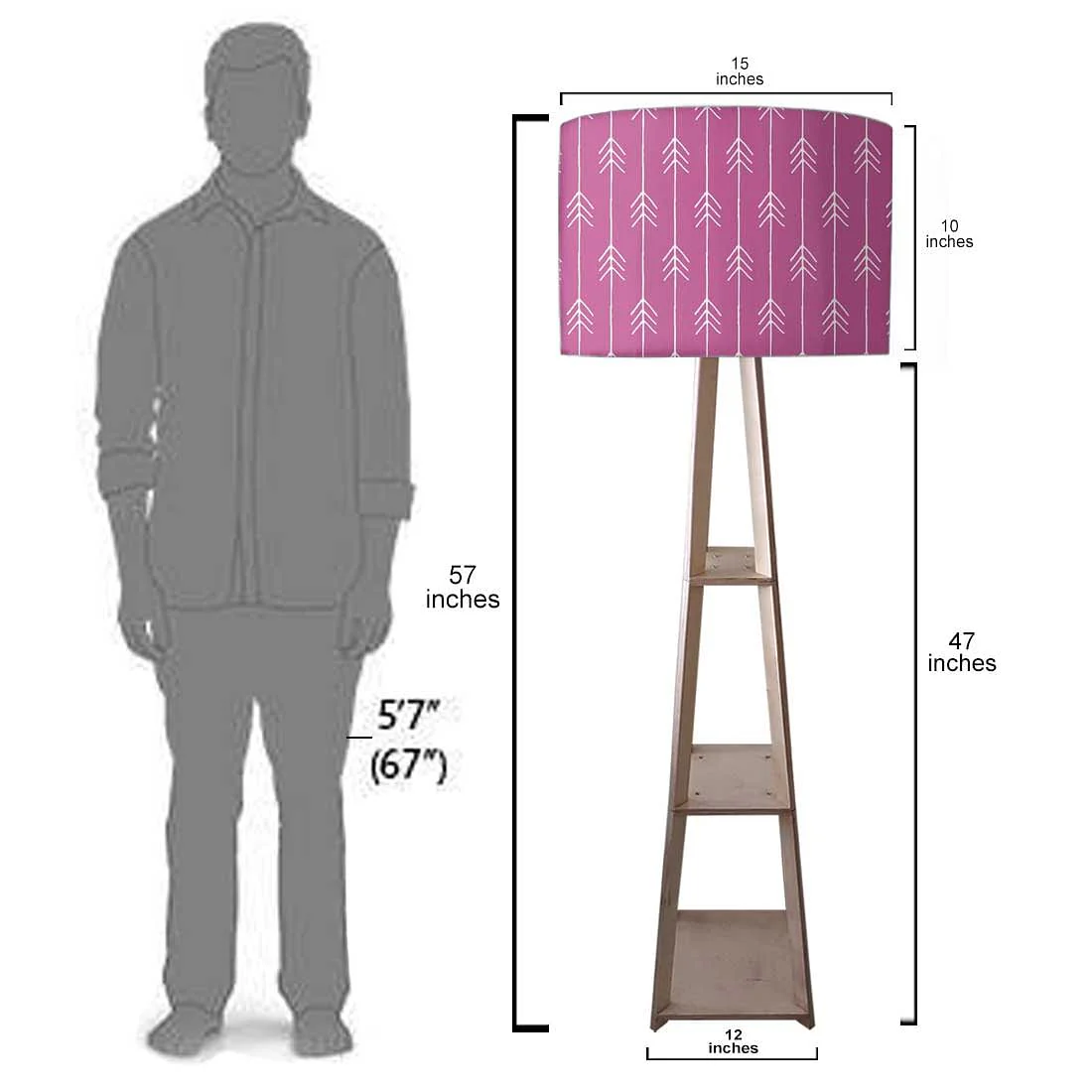 Wooden Corner Lamps with Shelves - Purple Pink Arrows - Image 7