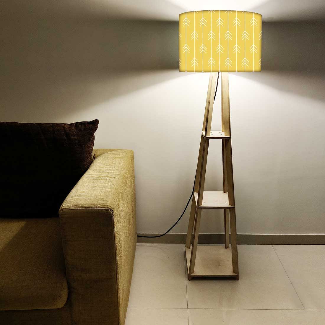 Yellow Wooden Floor Lamps with Shelf for Bedroom - Image 6