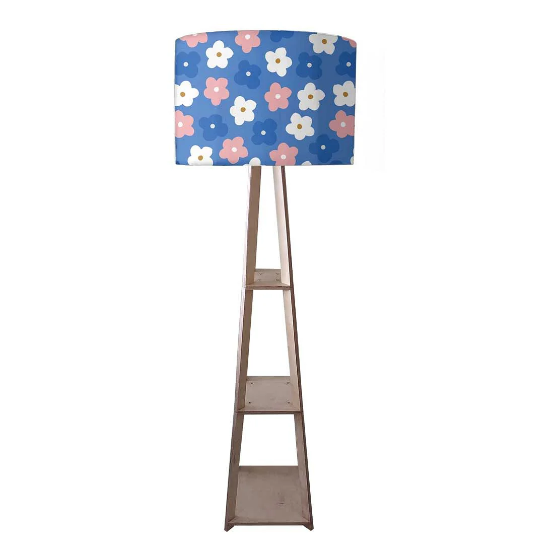 Standing Tripod Lamp - Blue Pink Flowers