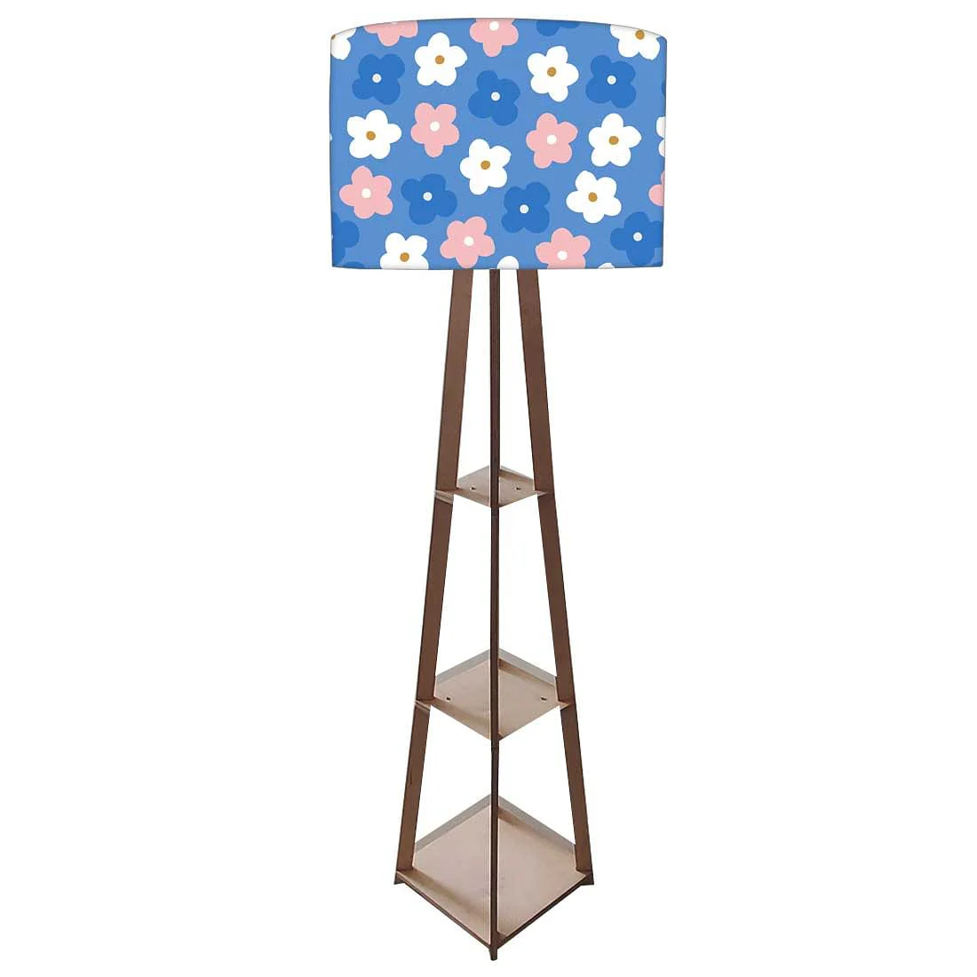 Standing Tripod Lamp - Blue Pink Flowers - Image 4