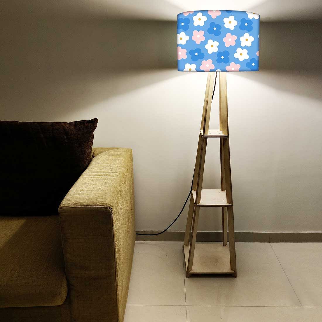 Standing Tripod Lamp - Blue Pink Flowers - Image 5