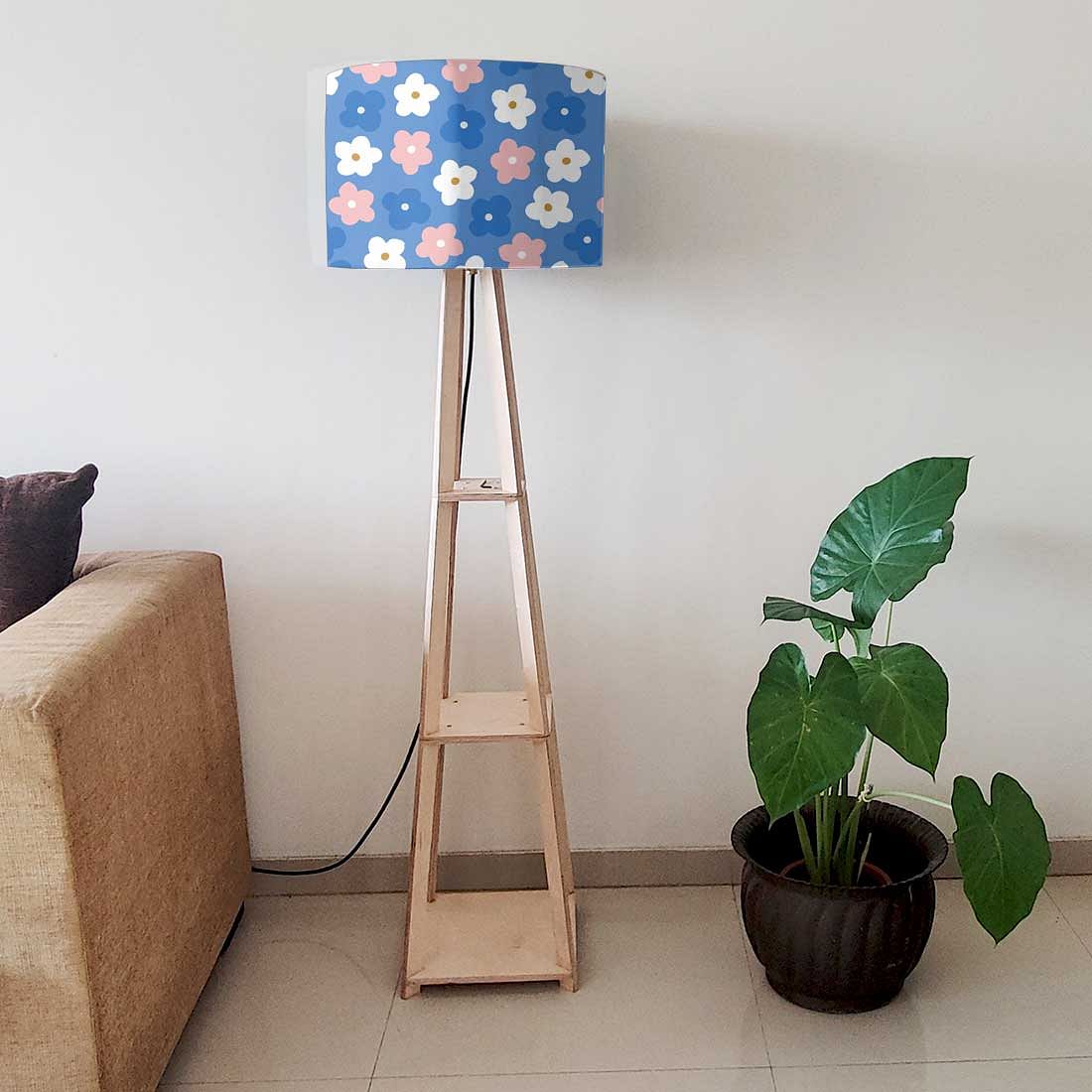 Standing Tripod Lamp - Blue Pink Flowers - Image 6