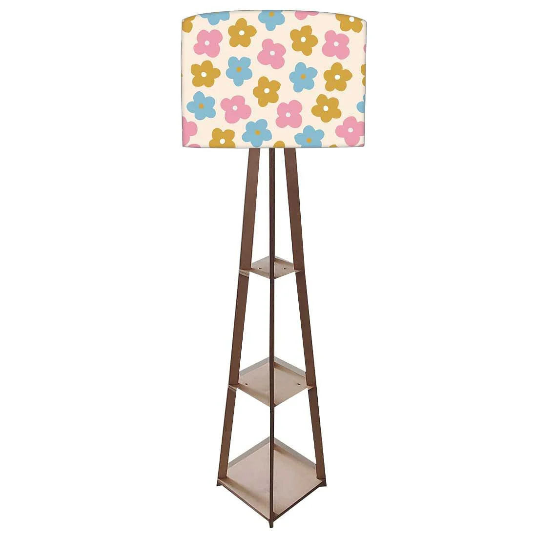 Wooden Tripod Floor Lamp for Kids Room - Pastel Flowers - Image 5