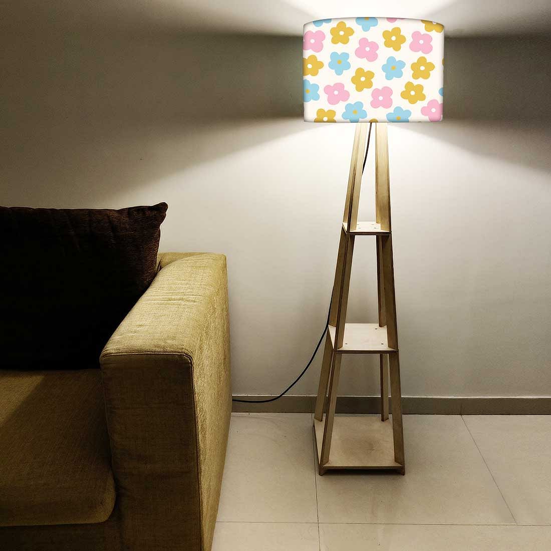 Wooden Tripod Floor Lamp for Kids Room - Pastel Flowers - Image 6