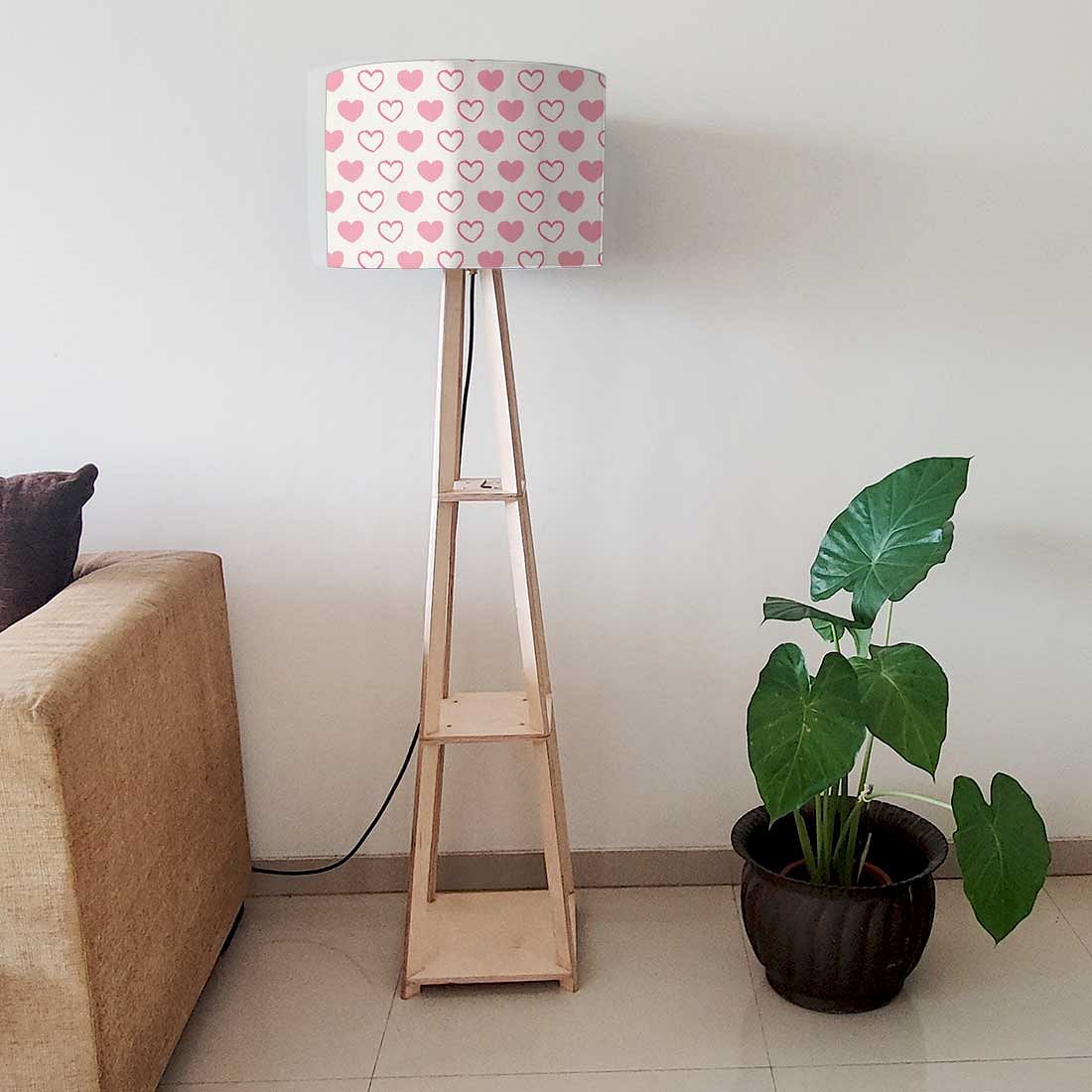 Large Wooden Floor Lamp - Pink Hearts - Image 6