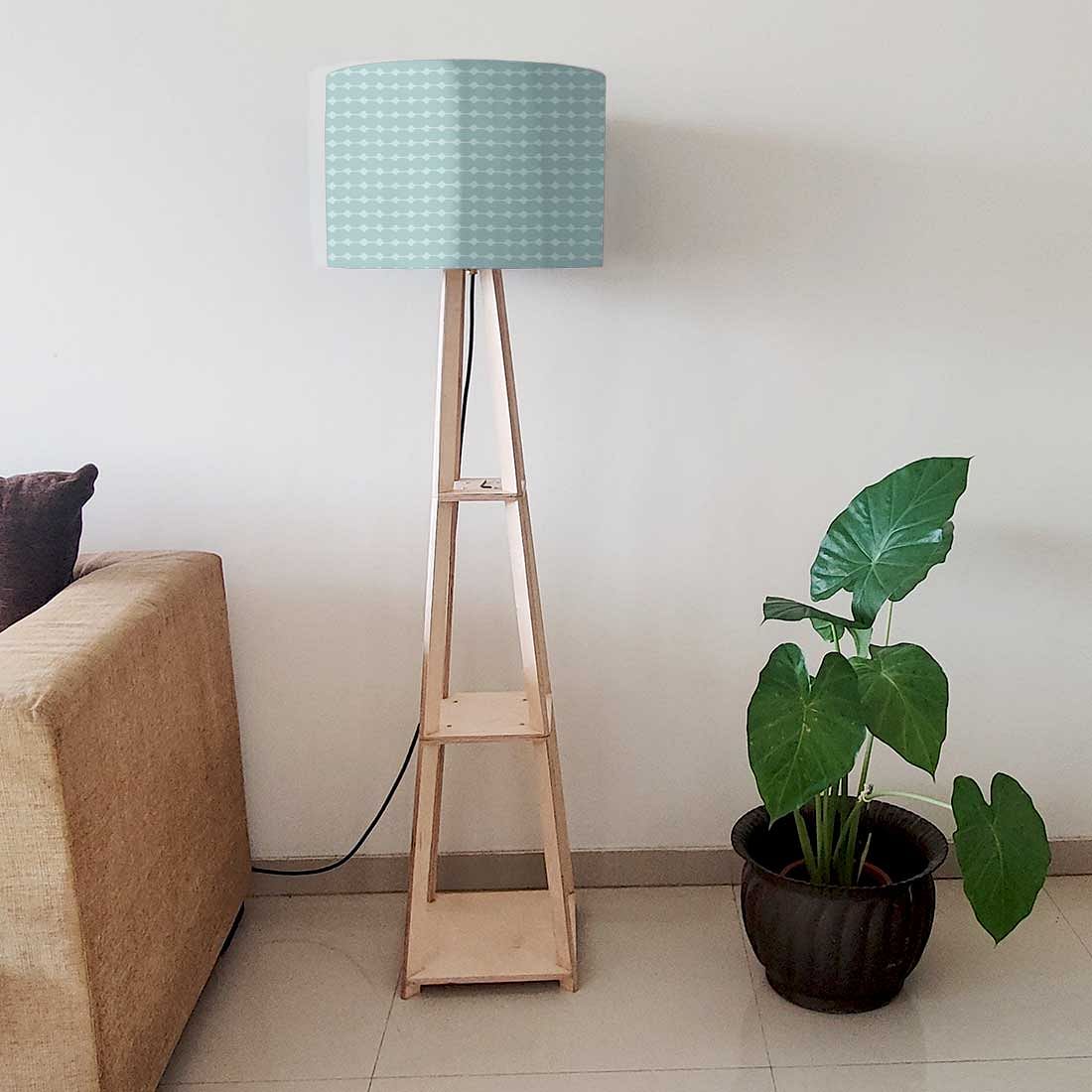 Tall Wooden Standing Lamps - Blue Lines - Image 6