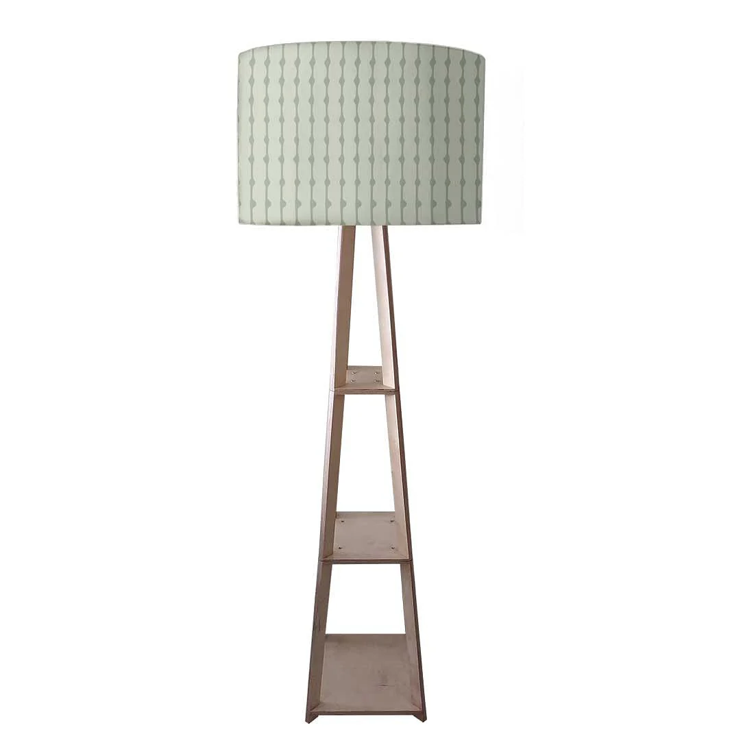 Wooden Corner Lamps with Shelves - Green Lines