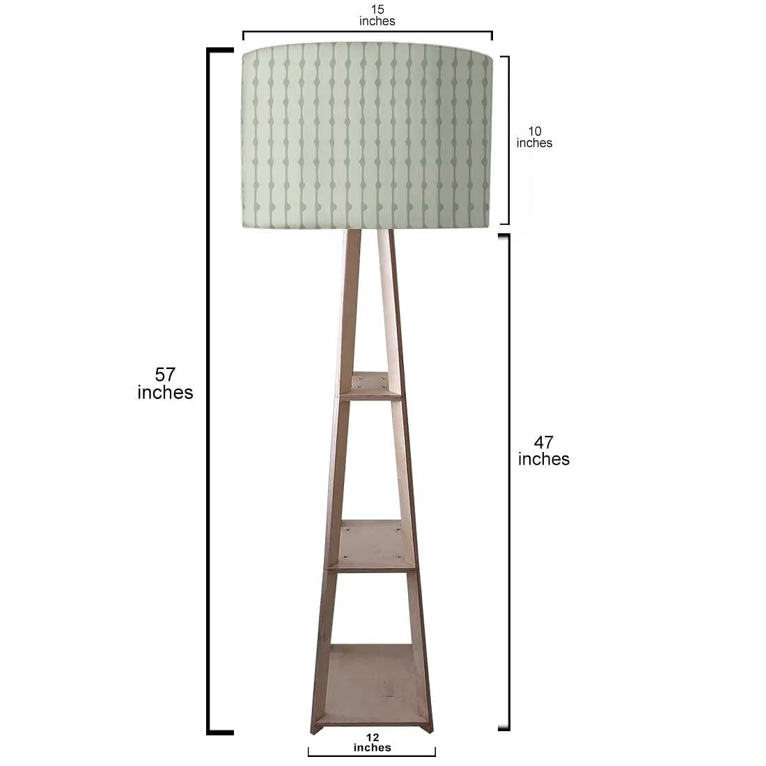Wooden Corner Lamps with Shelves - Green Lines - Image 3