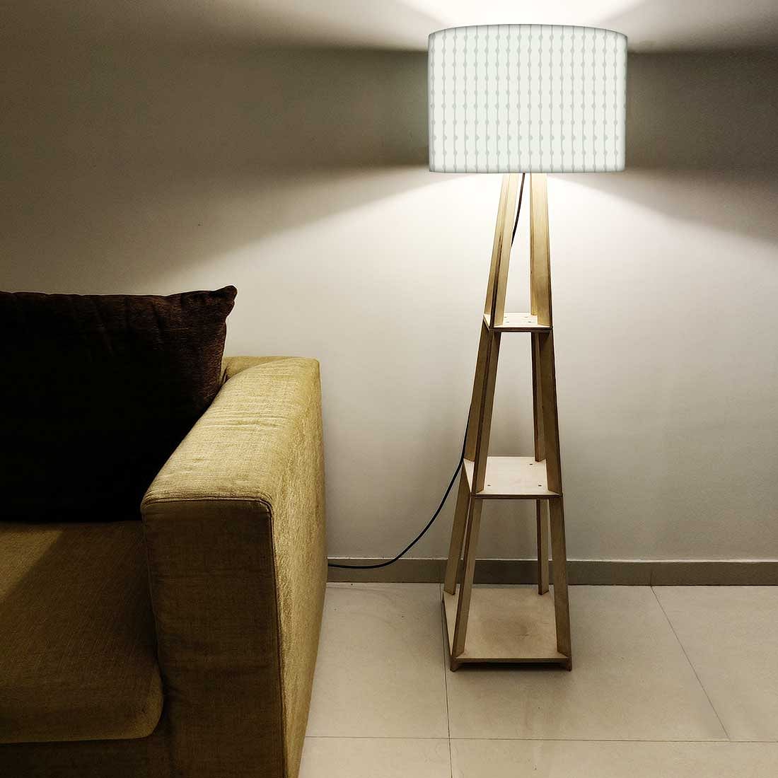 Wooden Corner Lamps with Shelves - Green Lines - Image 5