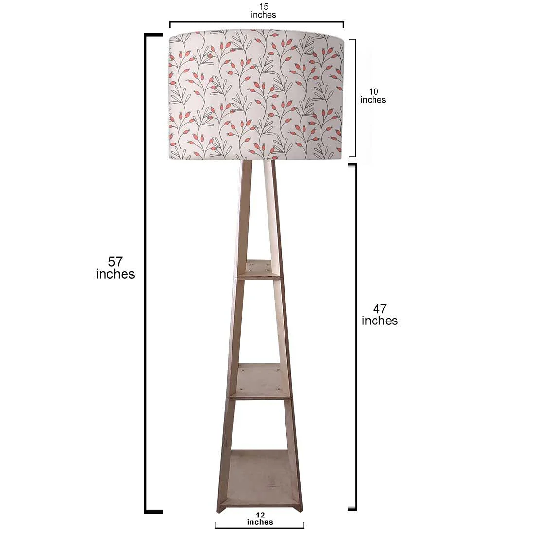 Wooden Tripod Floor Lamp - Red Flowers - Image 3